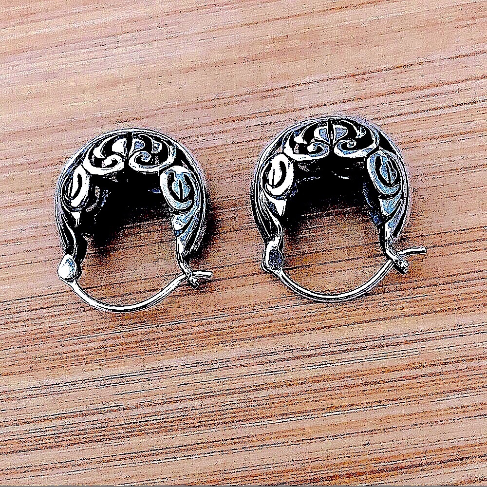 $44 2Pairs Estate Pierced Earrings Sterling 8.4 Grams Designer Mark & 925 - Picture 7 of 9